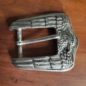 VTG Eagle Belt Buckle R.O.C Taiwan Silver Toned Etched Detailed 1” Strap 1993